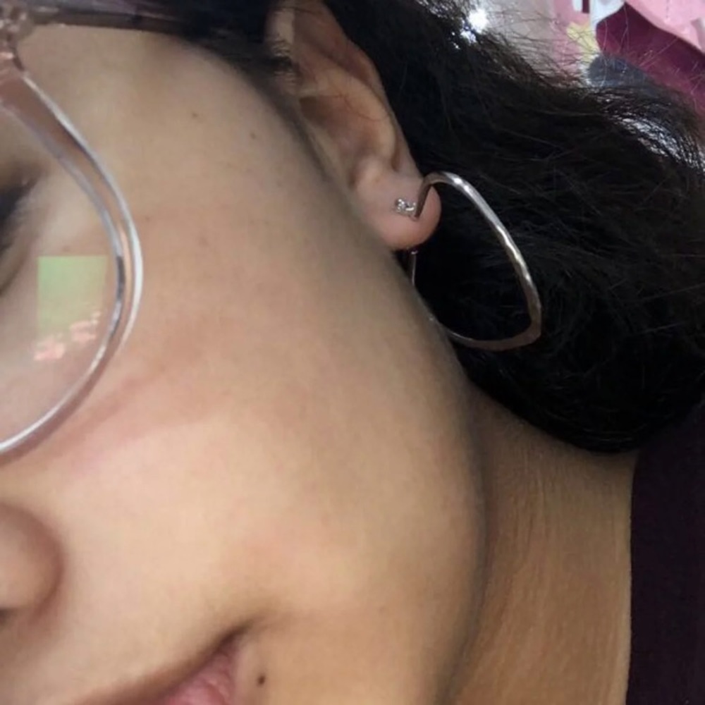 Silver Heart Hoop Earrings